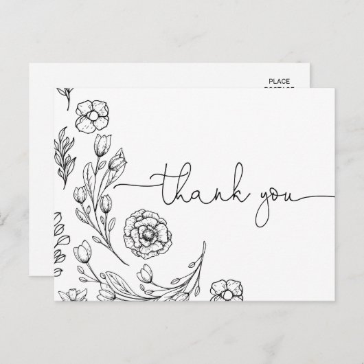 Dainty Elegance Wedding Bedankt Briefkaart (Voorkant / Achterkant)