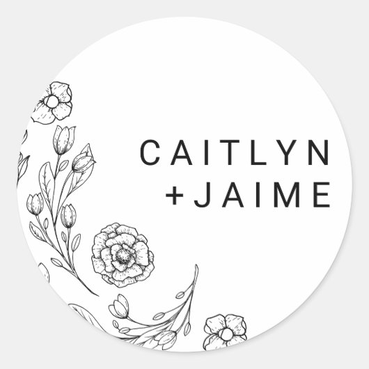 Dainty Elegance Wedding Envelope Seals Ronde Sticker (Voorkant)