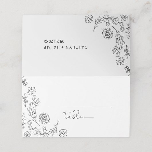 Dainty Elegance Wedding Plaatskaartje (Buitenkant ongevouwen)