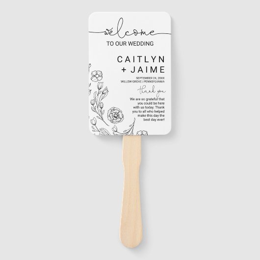 Dainty Elegance Wedding Program Handwaaier (Voorkant)