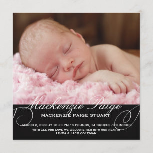 Dainty Etching Photo Birth Announement Aankondiging