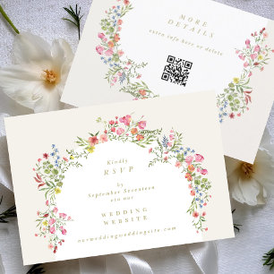 Dainty Floral Arch website QR CODE bruiloft RSVP Kaart