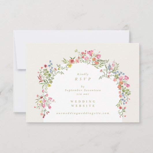 Dainty Floral Arch website QR CODE bruiloft RSVP Kaart (Voorkant)