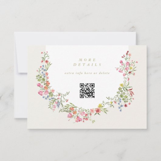 Dainty Floral Arch website QR CODE bruiloft RSVP Kaart (Achterkant)