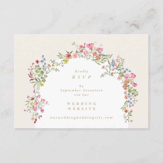 Dainty Floral Arch website QR CODE bruiloft RSVP Kaart (Voorkant)