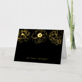 Dainty Floral Black and Gold Wedding Hartelijk dan Folie Wenskaart (Voorkant)