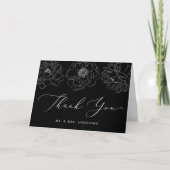 Dainty Floral Black and White Wedding Bedankkaart (Voorkant)