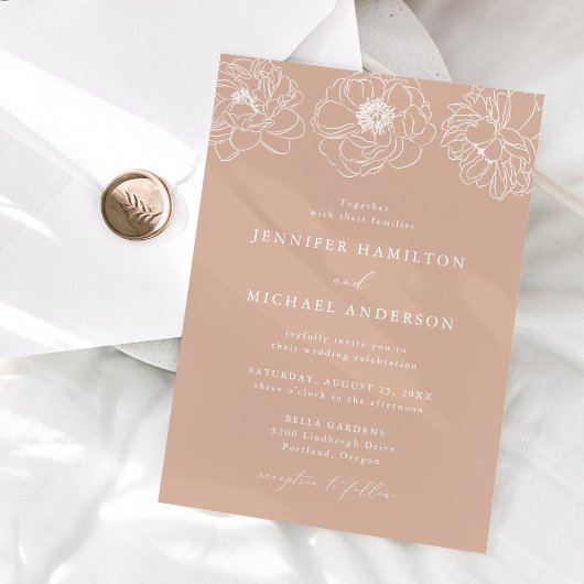 Dainty Floral Blank Terracotta Wedding Kaart
