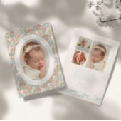 Dainty Floral Bow Photo Birth Announcement Aankondiging