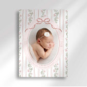 Dainty Floral Bow Photo Birth Announcement Aankondiging