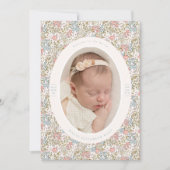 Dainty Floral Bow Photo Birth Announcement Aankondiging (Voorkant)