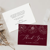 Dainty Floral Burgundy Wedding Bedankkaart