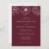 Dainty Floral Burgundy Wedding Kaart (Voorkant)