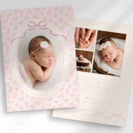 Dainty Floral Coquette Photo Birth Announcement Aankondiging