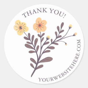 Dainty Floral Elegant THANK YOU Custom Small Biz Ronde Sticker