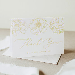 Dainty Floral Gold Foil Weddenschap Hartelijk dank Folie Wenskaart