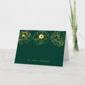 Dainty Floral Green en Gold Wedding Hartelijk dank Folie Wenskaart (Voorkant)