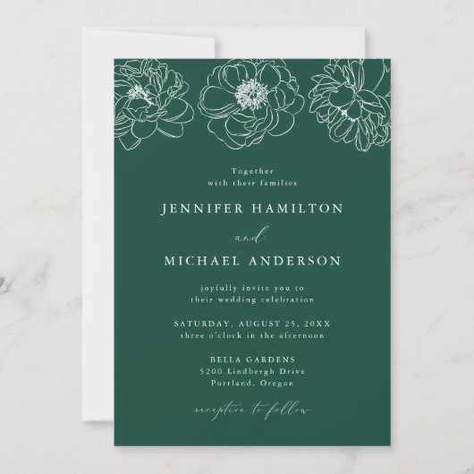Dainty Floral Green Wedding Kaart (Voorkant)