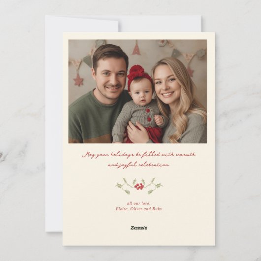 Dainty Floral Kerstfoto Feestdagenkaart (Achterkant)
