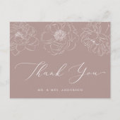 Dainty Floral Mauve Wedding Bedankt Briefkaart (Voorkant)