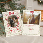 Dainty Floral Merry Getrouwd Kerstfoto Feestdagenkaart