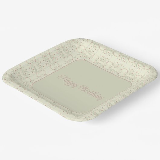 Dainty Floral Pattern Papieren Bordje (Gebogen)