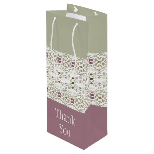 Dainty Floral Patterned Wijn Cadeautas (Achterkant Gekanteld)
