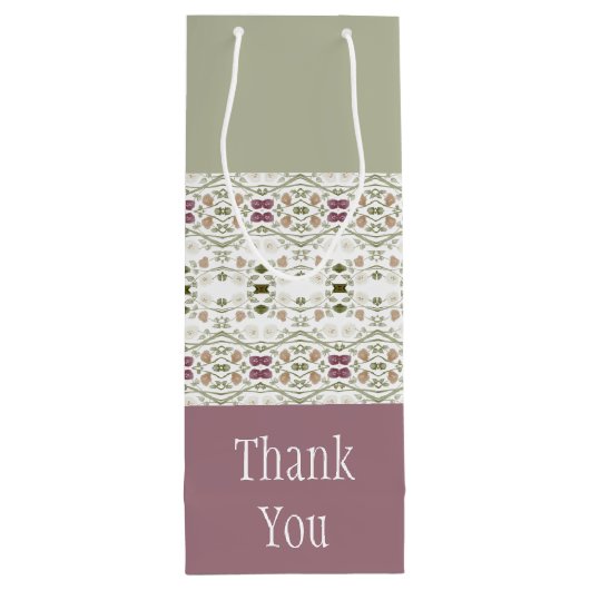 Dainty Floral Patterned Wijn Cadeautas (Achterkant)