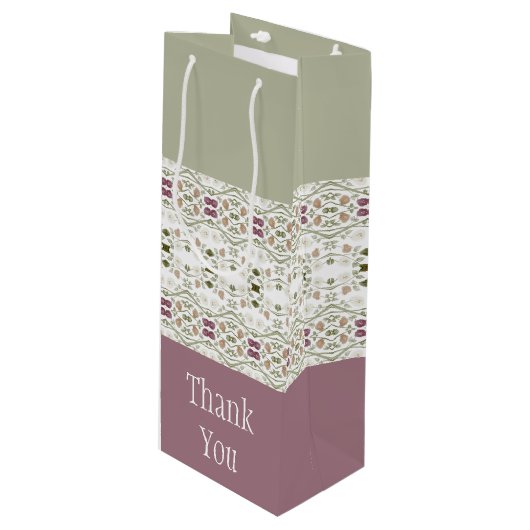 Dainty Floral Patterned Wijn Cadeautas (Voorkant Gekanteld)