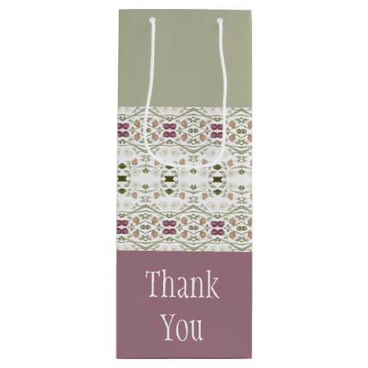 Dainty Floral Patterned Wijn Cadeautas (Voorkant)