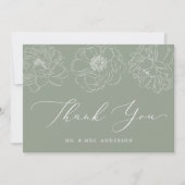 Dainty Floral Sage Green Wedding Bedankkaart (Voorkant)