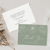 Dainty Floral Sage Green Wedding Bedankkaart
