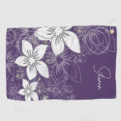 Dainty Floral Scroll on Plum Golfhanddoek (Horizontaal)