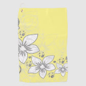Dainty Floral Scroll on Yellow Golfhanddoek (Voorkant)