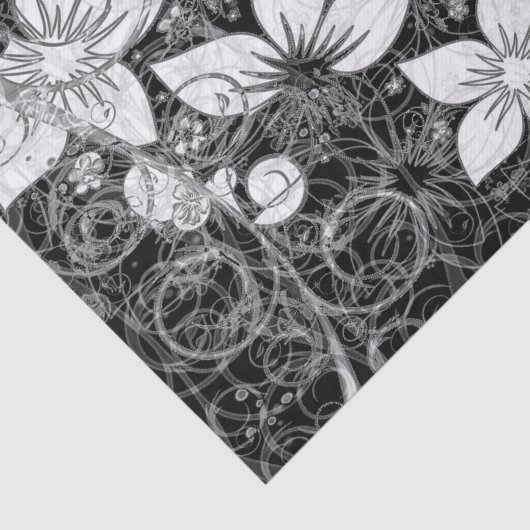 Dainty Floral Scroll op Black Tissuepapier (Detail)