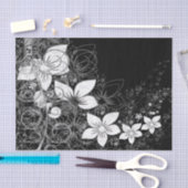 Dainty Floral Scroll op Black Tissuepapier (Craft)