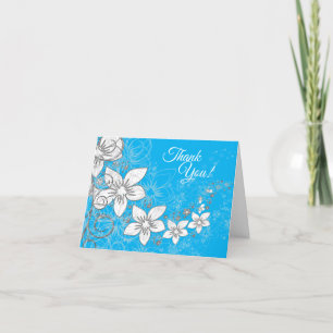 Dainty Floral Scroll op Blue Bedankkaart