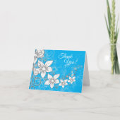 Dainty Floral Scroll op Blue Bedankkaart (Voorkant)