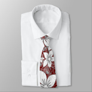 Dainty Floral Scroll op Red Stropdas
