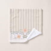 Dainty Floral Trim Cream Stripe Bad Handdoek (Wasdoekje)