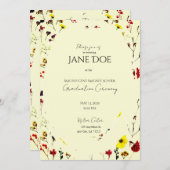 Dainty Floral Vrouwelijk Afstuderen Uitnodiging (Voorkant / Achterkant)