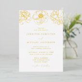 Dainty Floral Wedding Folie Uitnodiging (Staand Voorkant)