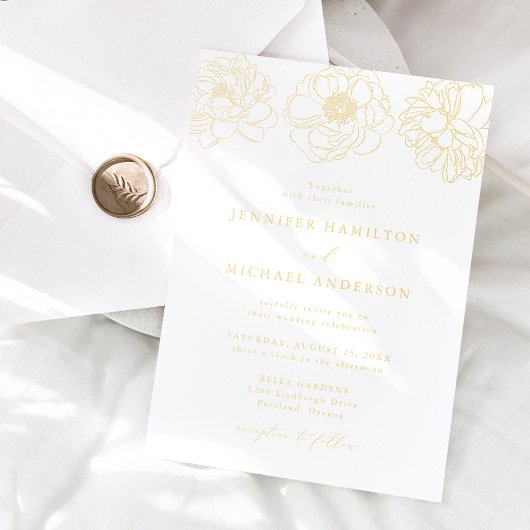 Dainty Floral Wedding Folie Uitnodiging