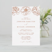 Dainty Floral Wedding Folie Uitnodiging (Staand Voorkant)