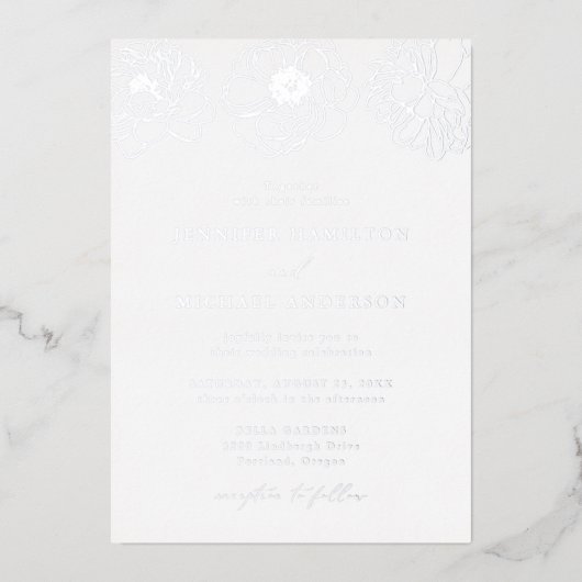 Dainty Floral Wedding Folie Uitnodiging (Voorkant)