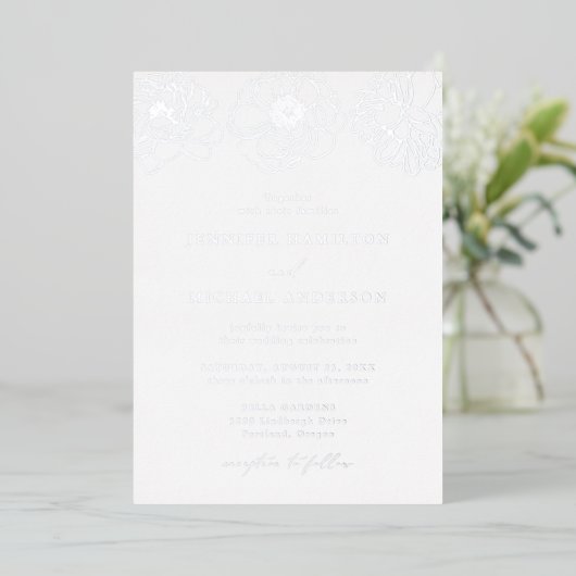 Dainty Floral Wedding Folie Uitnodiging (Staand Voorkant)