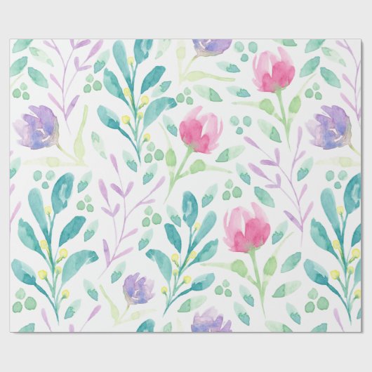 Dainty Florals in Waterverf Cadeaupapier (Vlak)