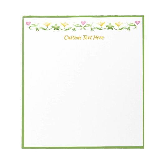 Dainty Flower Heart Border, aangepast Notitieblok (Voorkant)