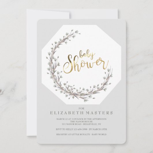 Dainty Flowers Baby shower Invitation Kaart (Voorkant)