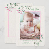 Dainty Flowers Fotogeboorteaankondiging Kaart (Voorkant / Achterkant)